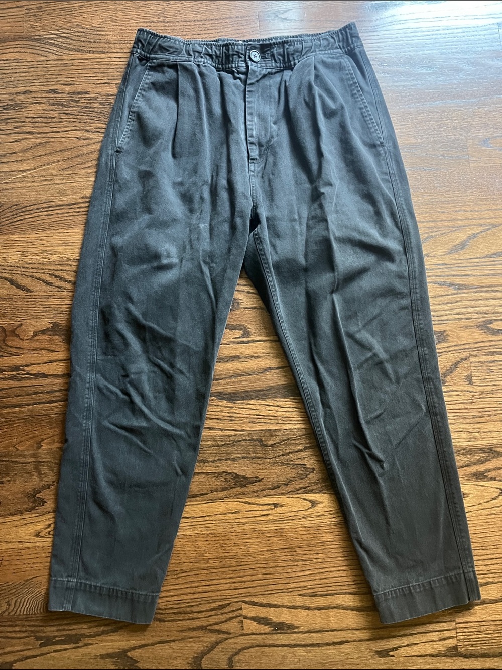 Shades of Grey Tapered Cotton Pants in washed Black, M